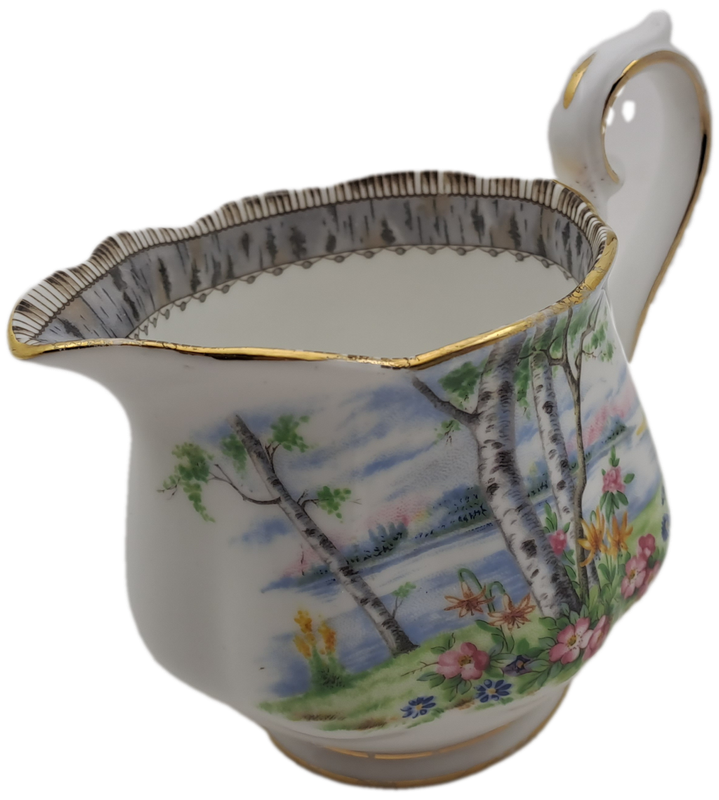 Vintage Royal Albert SILVER BIRCH Tea Creamer Bone China England 100x122x80mm