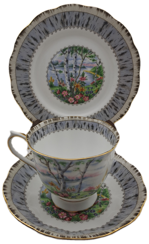 Vintage Royal Albert SILVER BIRCH Tea Trio Bone China England (3 Available)