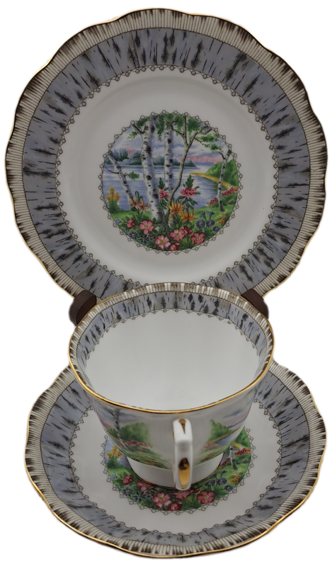Vintage Royal Albert SILVER BIRCH Tea Trio Bone China England (3 Available)