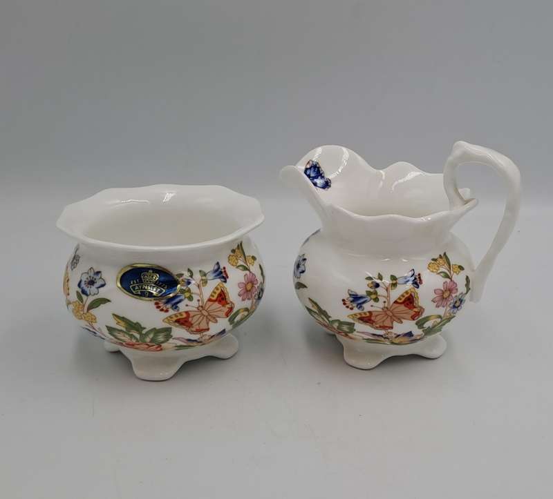Vintage Aynsley COTTAGE GARDEN Surgar Bowl and Greamer -Bone China -England