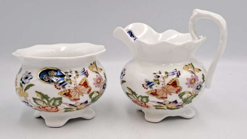 Vintage Aynsley COTTAGE GARDEN Surgar Bowl and Greamer -Bone China -England