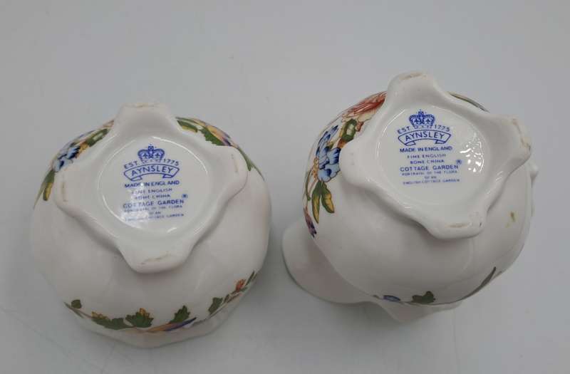 Vintage Aynsley COTTAGE GARDEN Surgar Bowl and Greamer -Bone China -England