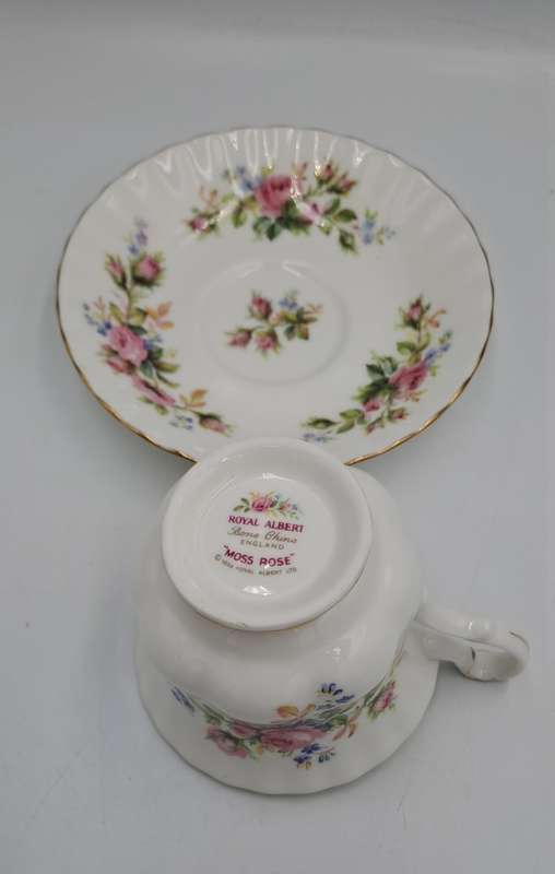 Vintage Royal Albert MOSS ROSE Tea Duo - Bone China - England