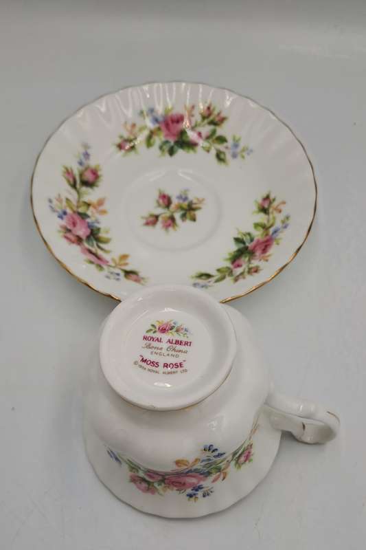 Vintage Royal Albert MOSS ROSE Tea Duo - Bone China - England