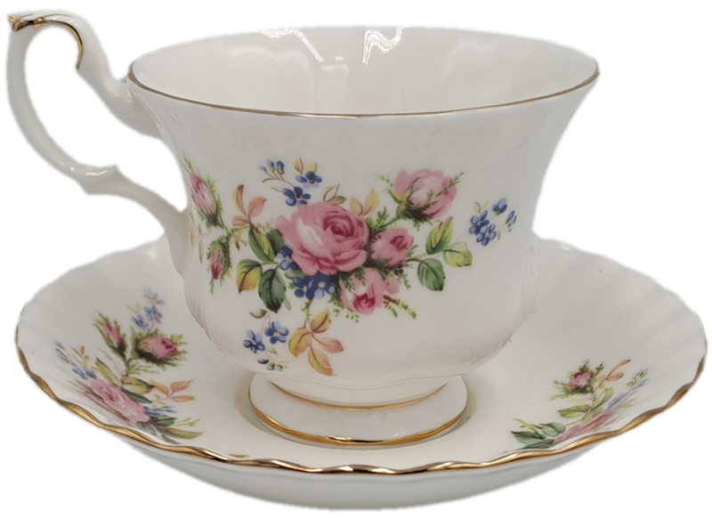 Vintage Royal Albert MOSS ROSE Tea Duo - Bone China - England