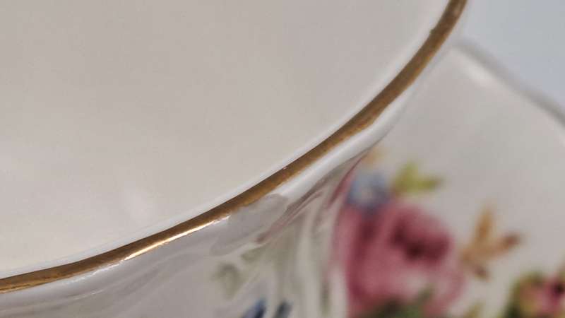 Vintage Royal Albert MOSS ROSE Tea Duo - Bone China - England-CHIPPED AND HAIRLINE CRACK
