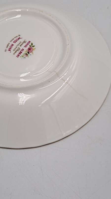 Vintage Royal Albert MOSS ROSE Tea Duo - Bone China - England-CHIPPED AND HAIRLINE CRACK