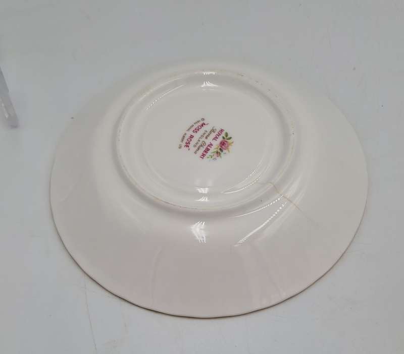 Vintage Royal Albert MOSS ROSE Tea Duo - Bone China - England-CHIPPED AND HAIRLINE CRACK