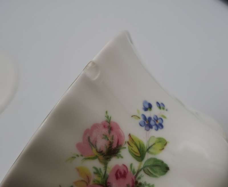 Vintage Royal Albert MOSS ROSE Tea Duo - Bone China - England-CHIPPED AND HAIRLINE CRACK