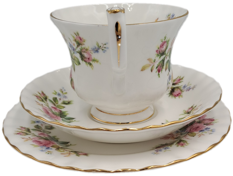 Vintage Royal Albert MOSS ROSE Tea TRIO - Bone China - England-
