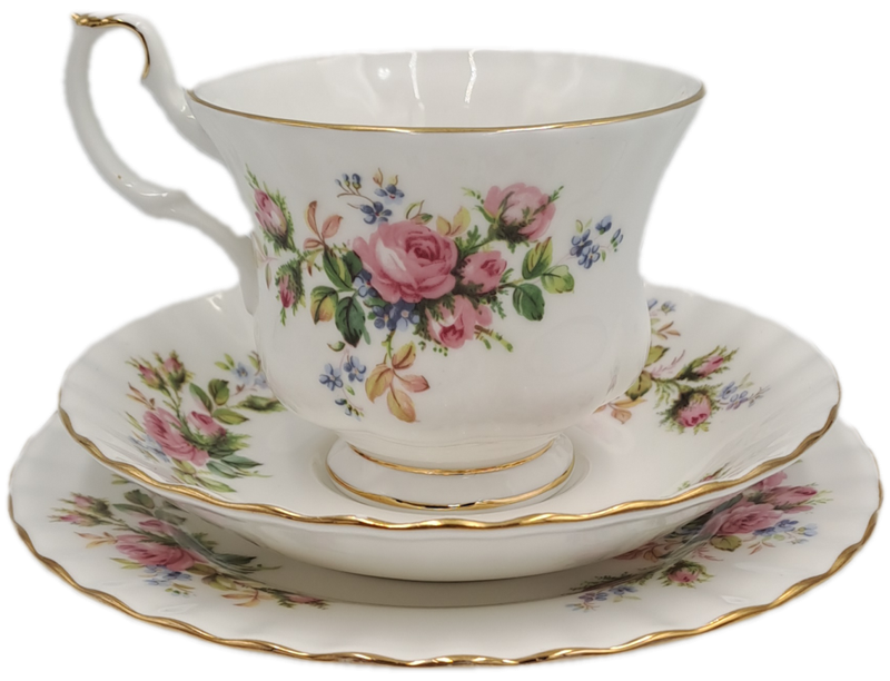 Vintage Royal Albert MOSS ROSE Tea TRIO - Bone China - England-