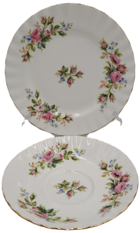 Vintage Royal Albert MOSS ROSE Tea TRIO - Bone China - England-