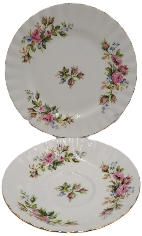 Vintage Royal Albert MOSS ROSE Tea TRIO - Bone China - England-