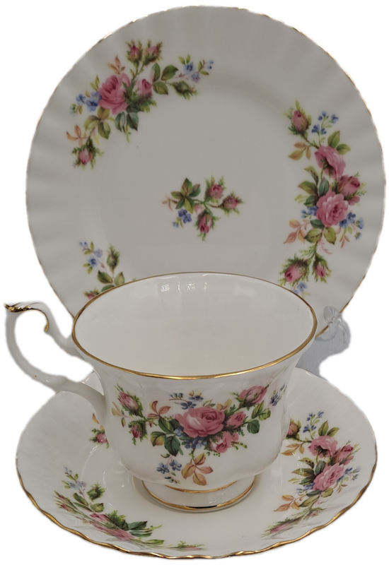 Vintage Royal Albert MOSS ROSE Tea TRIO - Bone China - England-