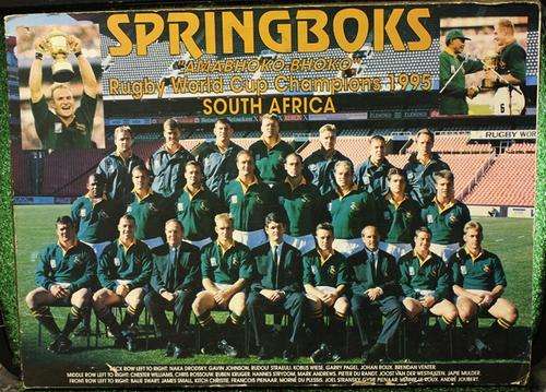 a 1995 Worldcup Champions Rugby Team poster on board 410mm x 560mm.. see photo's for condition