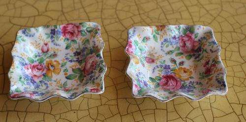 2 x Butter dishes By James kent old Foley "Rosalynde"  Staffordshire England-82x82mm - as in Photo's