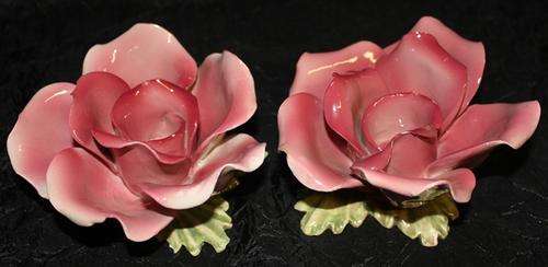 Crazy R1 !!! 2 Ceramic/Porceline ?   Roses made in Italy - see all photo's