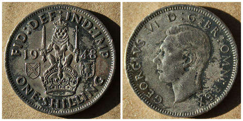 1948_One Shilling Great Britian-  see photos for condition