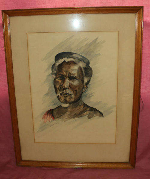Madiba - Nelson Mandela -Framed Water Colour 1962 by Diane Sayle- 598x468mm
