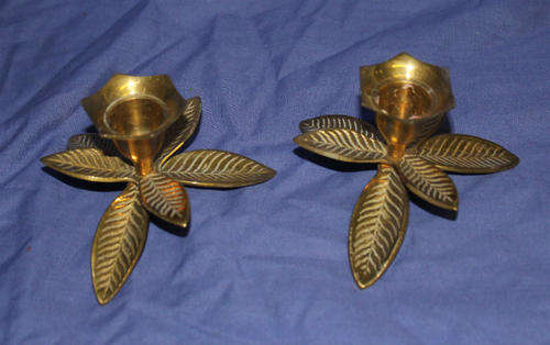 Crazy R1 Start!!! 2 Brass Candle sticks - 235g 60mm x 100mm  - see More