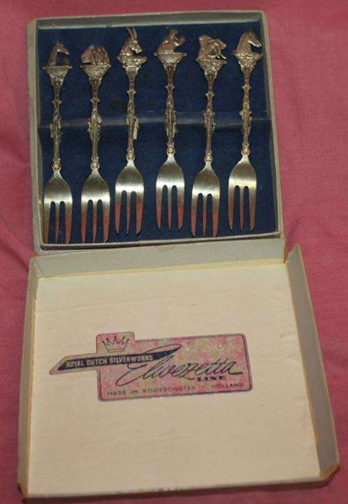 Crazy R1 START!!! Box set of Royal Dutch Silverworks Forks Elweretta Line Voorschoten Holland 130g