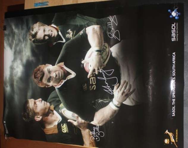 Large Official 2008 collectors Springbok Rugby poster no 8 -John Smith Bakkies Botha and Jean de Vil