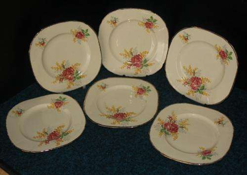 6 x Royal Marigold Alfred Meakin, England cake plates 160mm