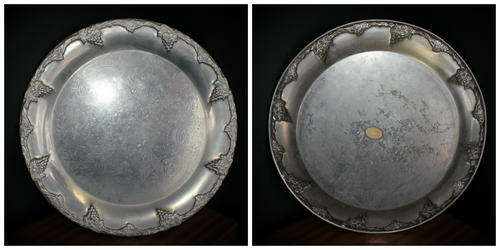 Jewish Silver plated tray 410mm  885g