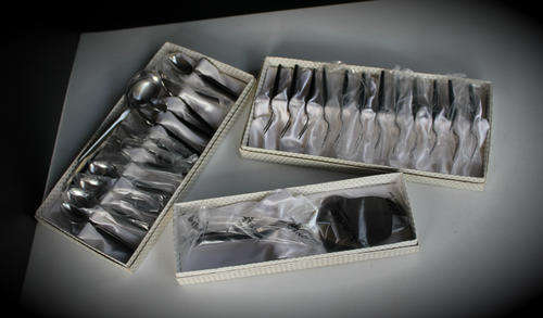 3 Box sets of EETRITE stainless Steel Cutlery 27 pieces -14 spoons, 12 snail forks , 1 cake lifter