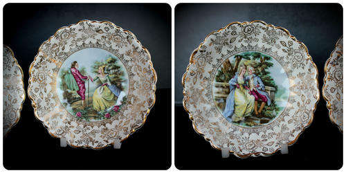 2 Old Foley "Romance" 1950's James Kent Ltd Plates Staffordshire England- 130mmx30mm