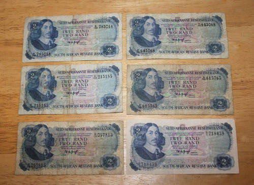 Old T.W de Jongh South African R2 Notes -Circulated - Bid per Note 6 available