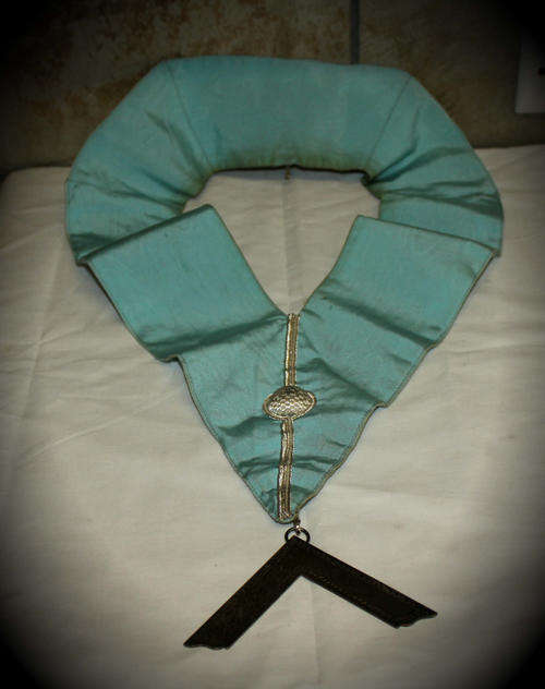 Vintage Blue Free Mason Masonic Sash with white metal -need a cleaning