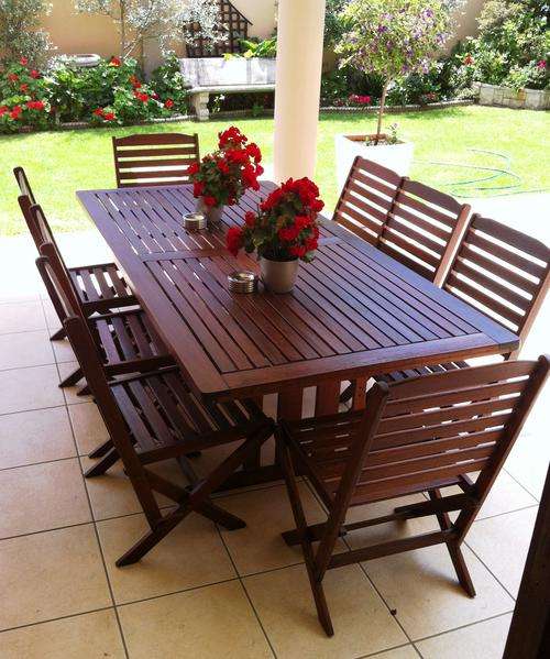 8 seater solid meranti patio suite