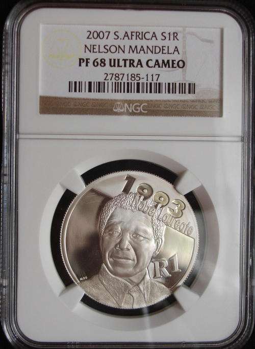 2007 Mandela R1 SILVER PROTEA NGC PF68 Ultra Cameo