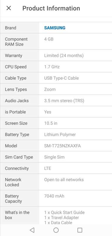 SAMSUNG TAB S5e LTE 10.5"