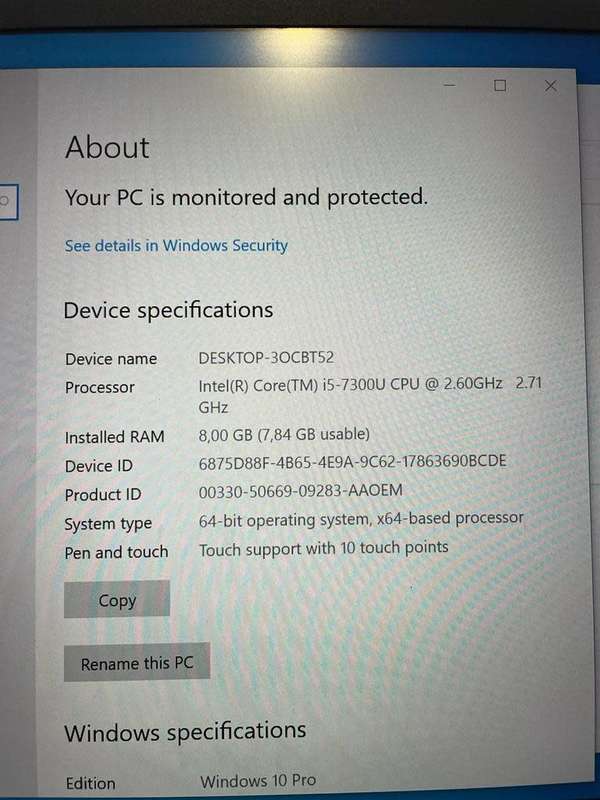 LENOVO T470s core i5 7th generation touchscreen laptop