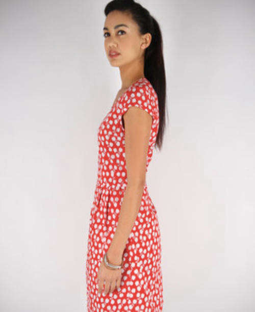 red + white dress