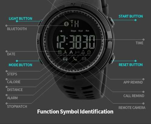 Sports / Outdoor Bluetooth, Android/ ios Sync, Waterproof 50 m Skmei Digital Full Function Watch,