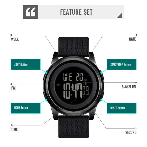Skmei Slimline  Metal Case Digital Full function watch, 50 m waterproof.