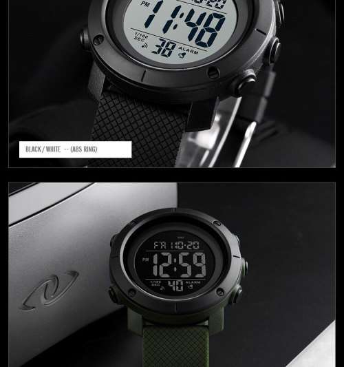 Skmei Stainless Bezel Digital Full Function Dual Time Chronograph 50m waterproof.