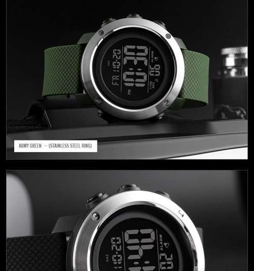 Skmei Stainless Bezel Digital Full Function Dual Time Chronograph 50m waterproof.
