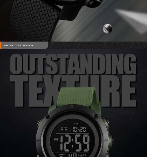 Skmei Stainless Bezel Digital Full Function Dual Time Chronograph 50m waterproof.