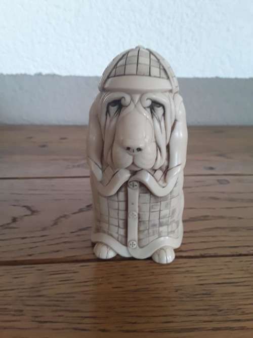 John Biccard Sculpture! Detective Bloodhound Dog Sherlock Holmes Sculpture! Rare!