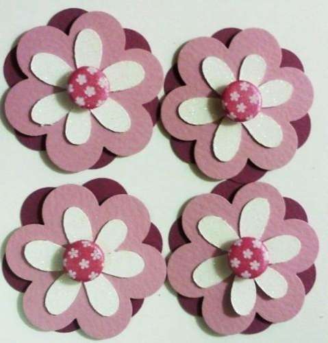 FLOWERS PINK/WINE WITH WHITE GLITTER + GLITTER LEAVES