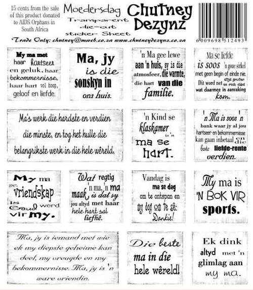 CHUTNEY WORDING STICKER - MOEDERSDAG