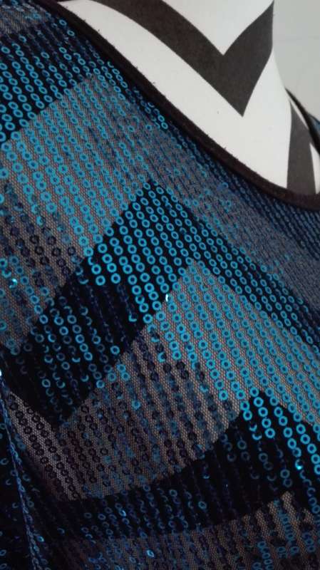 Forever21 Blue Sequins Sheer Evening Wear Ladies Top Stunning! Not to be Missed.