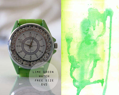 Ladies lime green rubber watch