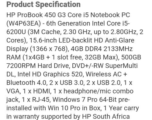 HP ProBook 450 G3 Core i5 *5months old* !!!!EXCELLENT CONDITION!!!