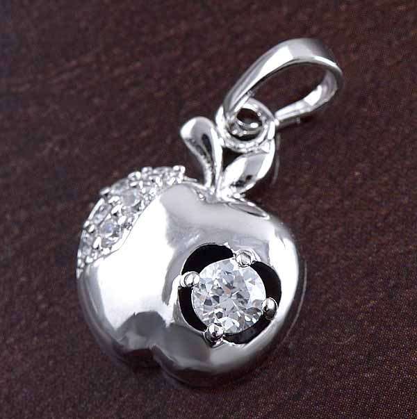 Lovely 9K White Gold Filled CZ Apple Pendant,G664