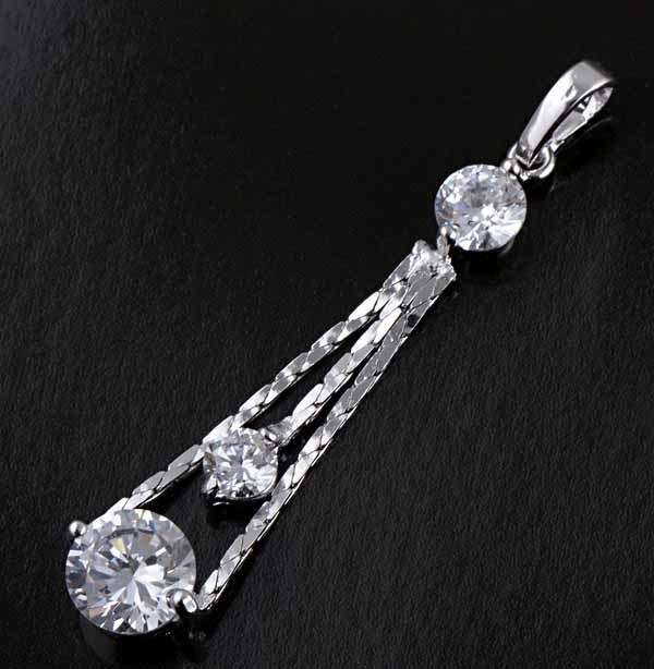 Brilliant 9K White Gold Filled CZ Womens Pendant,G668